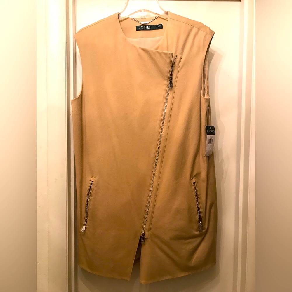 Stylish Size 12 Khaki Above The Knee “Zipper” Dress